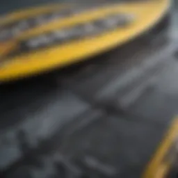 A close-up of a Naish kite board showcasing its unique design and construction.