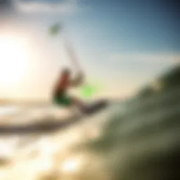 Kiteboarder navigating the waves with radar imagery overlay