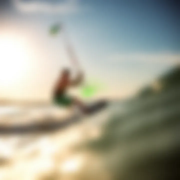 Kiteboarding Navigation with Weather Radar Insights Kiteboarder navigating the waves with radar imagery overlay