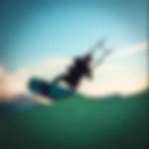 Kiteboarder navigating strong winds