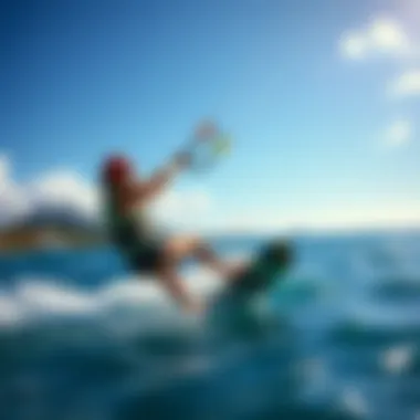 Thrilling Kiteboarding Experience Kiteboarding action on the waters near Coconut Bay