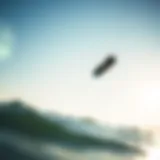 The Joy of Gliding in Light Winds A kiteboarder gliding smoothly over calm waters under a bright sky