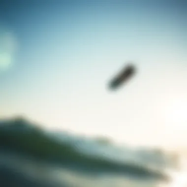 The Joy of Gliding in Light Winds A kiteboarder gliding smoothly over calm waters under a bright sky