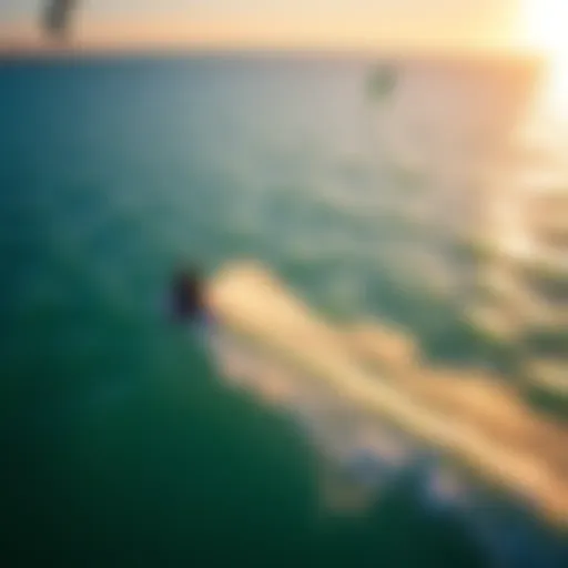 Aerial view of kiteboarding on the Gulf of Mexico