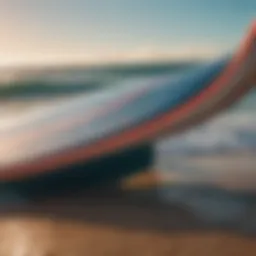 Close-up view of a hydrofoil surfboard showcasing its unique design