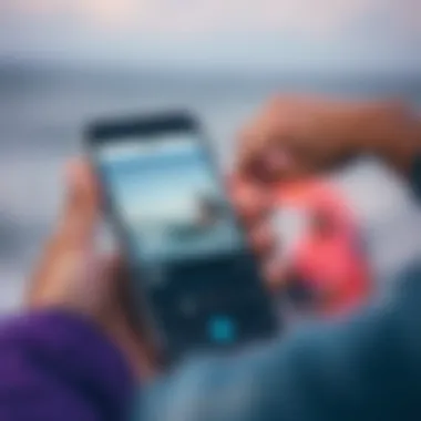 Smartphone with Wind App Functionality Smartphone displaying a wind app in action.