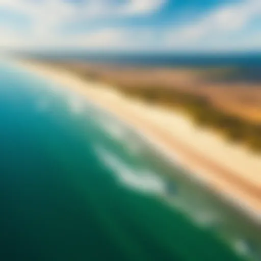Aerial View of Oscoda's Kiteboarding Friendly Coastline Aerial view of Oscoda coastline showcasing kiteboarding conditions