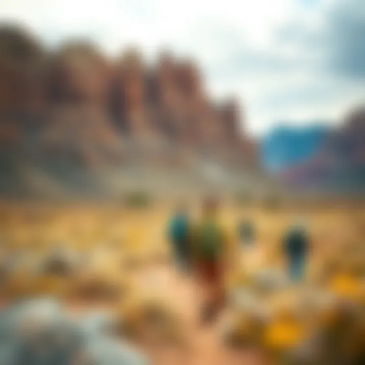 Exploring Utah's Landscapes Under Varied Weather Outdoor enthusiasts exploring Utah's scenic landscapes under varied weather conditions