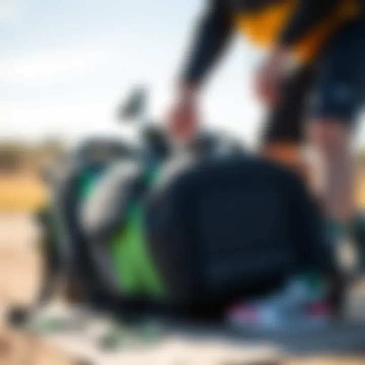 Packing the Kiteboard Golf Bag Kiteboard golf bag being packed with equipment