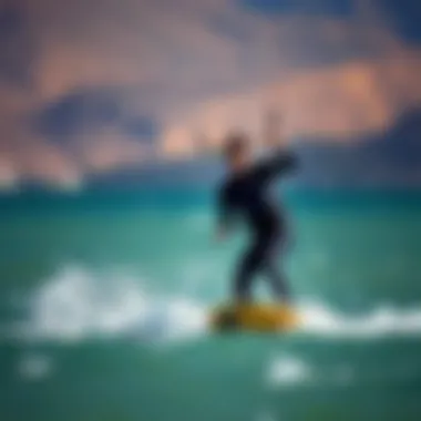 Kiteboarder wearing the Patagonia spring wetsuit