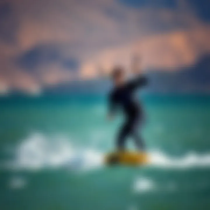 Kiteboarder wearing the Patagonia spring wetsuit