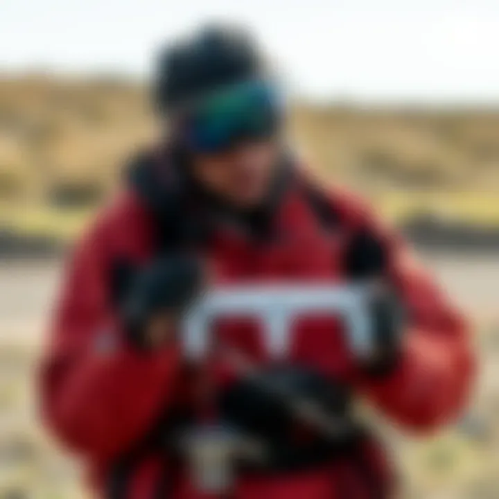 Critical Examination of Wing Foil Specs An individual examining wing foil specifications