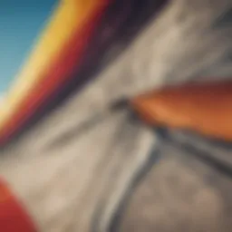 Detailed view of a kite's fabric showing wear and tear