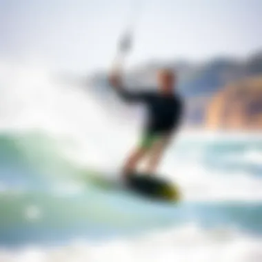 Kiteboarder navigating diverse water conditions, illustrating the versatility of the Rise kite