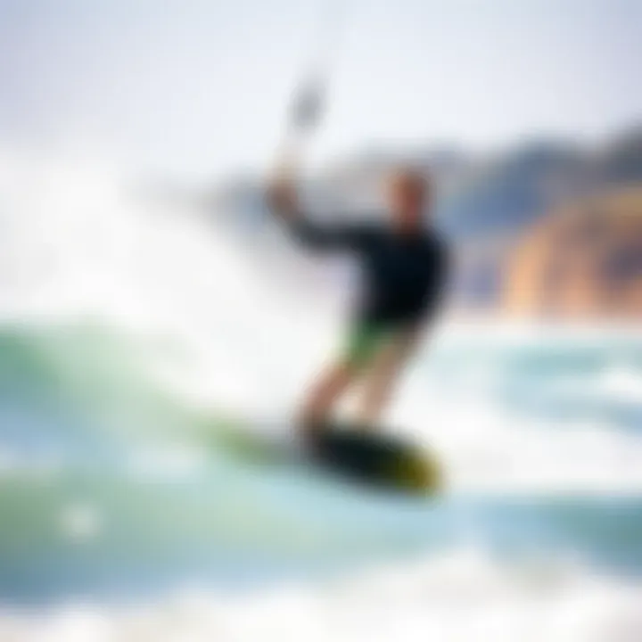 Kiteboarder navigating diverse water conditions, illustrating the versatility of the Rise kite