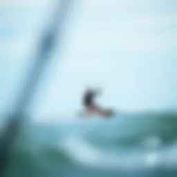 Kiteboarder navigating through winds in San Marcos