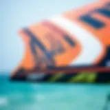 Detailed view of a foil wing showcasing intricate design elements