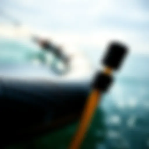 A close-up view of a high-quality sup pump hose used in kiteboarding