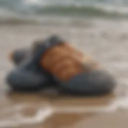 A close-up of surf mittens showcasing their texture and material