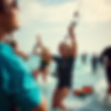 Kitesurfing Community Celebration Kitesurfing community celebrating a vibrant event