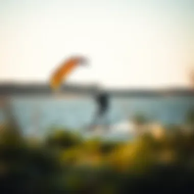 Kiteboarding in Nature An outdoor scene depicting kiteboarding with a focus on environmental factors affecting kite behavior
