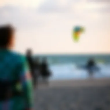 Community of Kiteboarders A kiteboarding community gathering at a popular beach