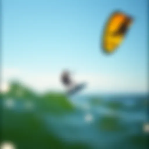 Kiteboarder gliding over the Bay Area waters