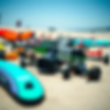 Essential Gear for Enthusiasts Diverse kiteboarding equipment laid out on the beach