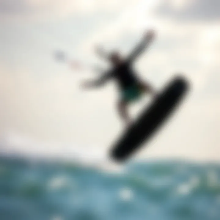 Advanced Kite Surfing Trick An advanced rider performing a trick in mid-air while kite surfing