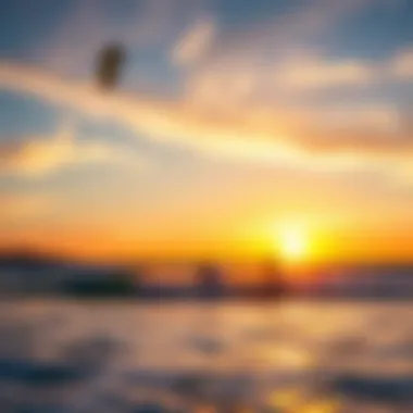 Kite Surfers at Sunset A breathtaking view of kite surfers riding waves at sunset