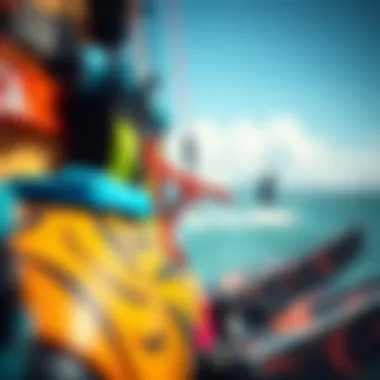 Vibrant Kitesurfing Gear Close-up of kitesurfing gear showcasing vibrant colors and designs