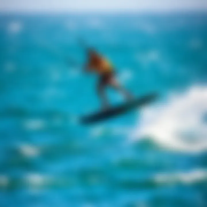 Rider Showcasing Hydrofoiling Skills A rider performing tricks while hydrofoiling