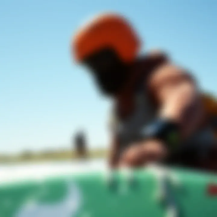Safety First: Essential Checks for Used Kites A kiteboarding scene emphasizing safety measures and equipment checks