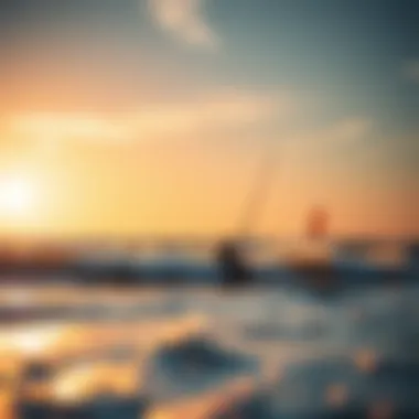 Kitesurfing at Sunset Kitesurfers navigating challenging waves under a stunning sunset