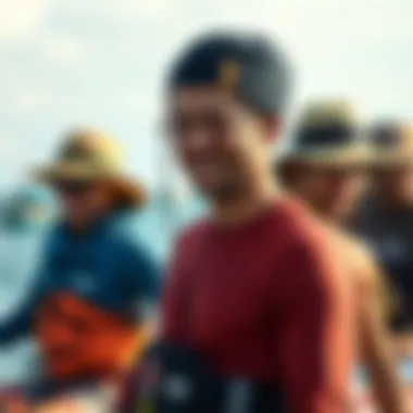 Kitesurfing Enthusiasts with Diverse Hat Styles Kitesurfing enthusiasts wearing various hat styles on the water