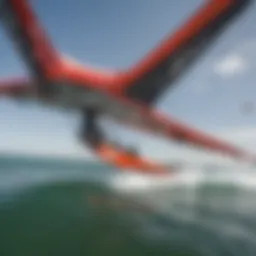Close-up view of wing stabilizers on a kiteboarding wing
