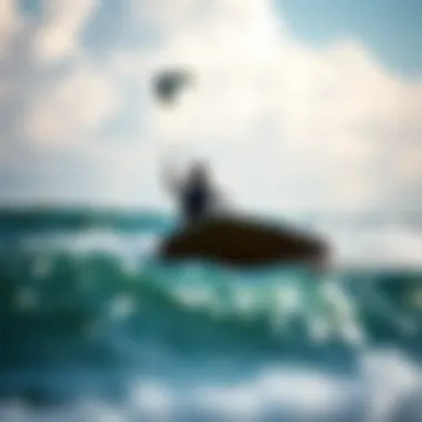 A kiteboarder utilizing a kite boat for an exhilarating ride on the waves