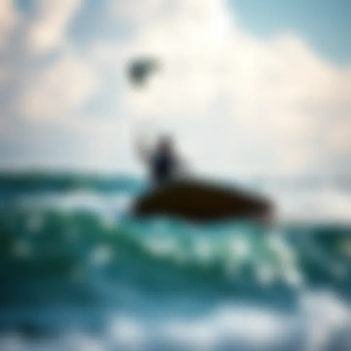 A kiteboarder utilizing a kite boat for an exhilarating ride on the waves