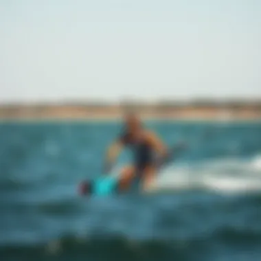 Kiteboarding in Action with Neo Gloves Kiteboarder using neo gloves in action on the water