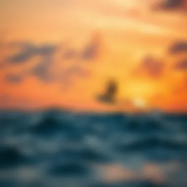 Kite Surfing at Sunset in the Maldives Kite surfing at sunset in the Maldives