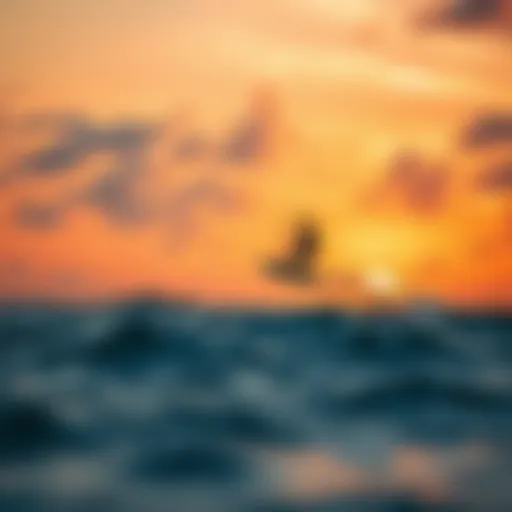 Kite Surfing at Sunset in the Maldives Kite surfing at sunset in the Maldives