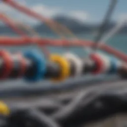 Close-up of various kite connectors showcasing their design and material