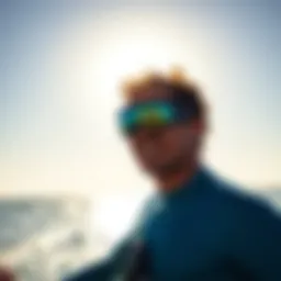 Kiteboarder wearing protective eyewear against the sun