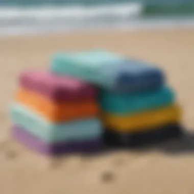 Variety of Surf Towels Different sizes and materials of surf towels displayed together