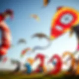 Diverse Kite Designs A vibrant array of kites showcasing various designs and colors