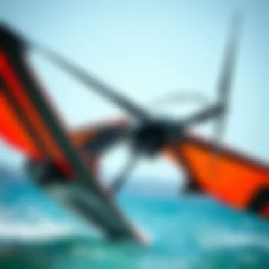 Detailed view of innovative wing surfing equipment highlighting design and functionality