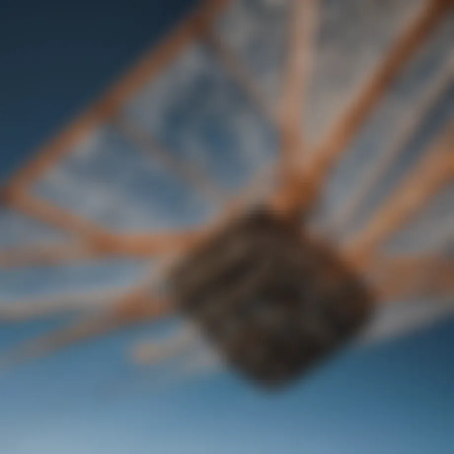 A close-up of a traction kite showcasing its intricate design and fabric structure.