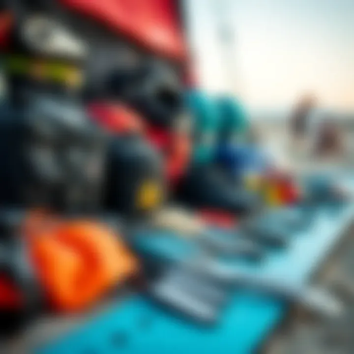 Kiteboarding Gear Essentials Essentials for kiteboarding gear laid out