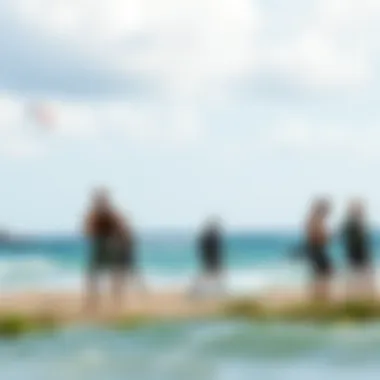 Local Kiteboarding Community Local kiteboarding community engaging in activities