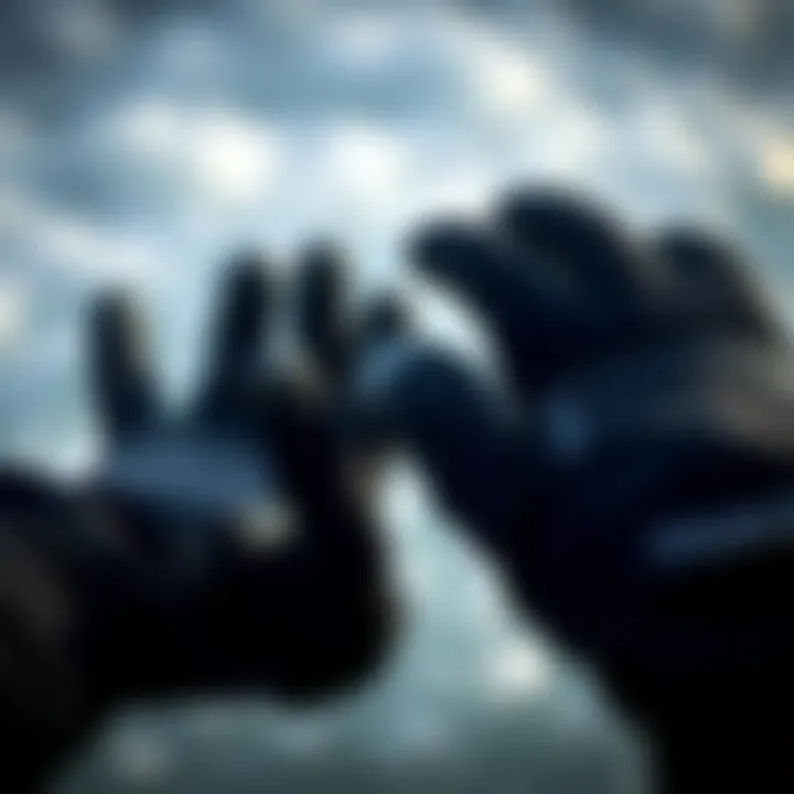 Thermal Protection and Grip Attributes of Surf Gloves Close-up view of 5mm surf gloves showcasing thermal lining and grip texture